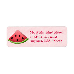 Watermelon with Pink Background Return Address Lab