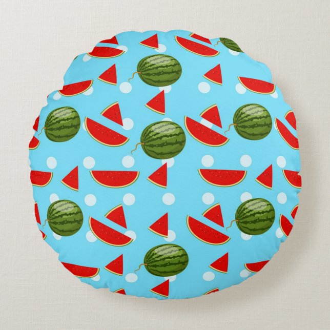Watermelon With Slice Round Cushion (Front)