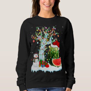Watermelon Xmas Tree Lighting Santa Hat Watermelon Sweatshirt