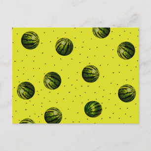 watermelon yellow with seeds postcard