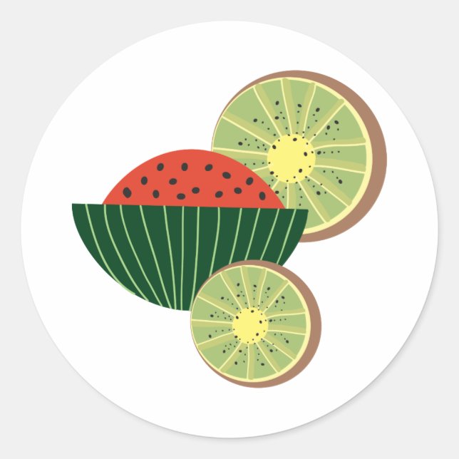 Watermelons and kiwis classic round sticker (Front)