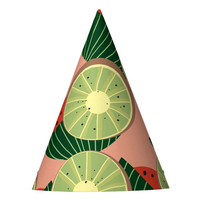 Watermelons and kiwis party hat (Front)