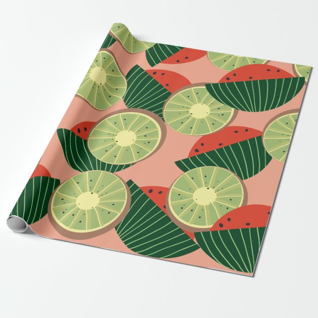 Watermelons and kiwis wrapping paper (Unrolled)