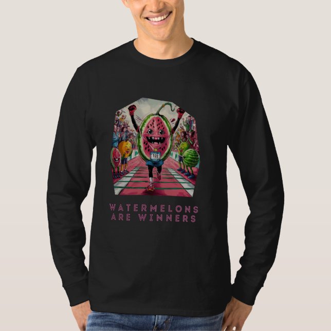 Watermelons Are Winners Watermelon Cartoon Runner  T-Shirt (Front)