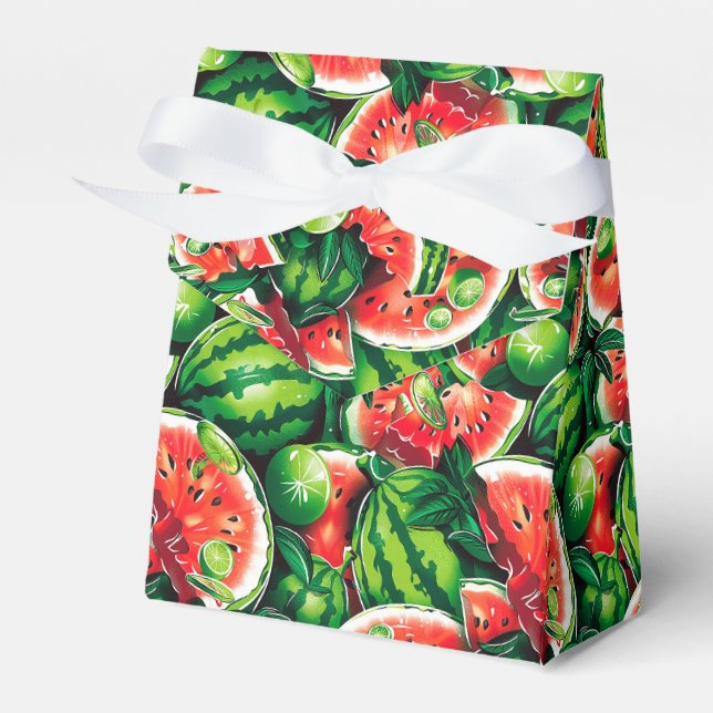 Watermelons, lime, watermelon leaves, small lime f favour box (Front Side)
