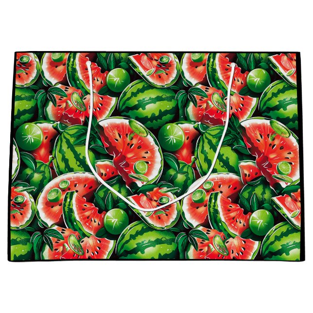 Watermelons, lime, watermelon leaves, small lime f large gift bag (Front)