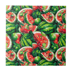Watermelons, lime, watermelon leaves, small lime f tile