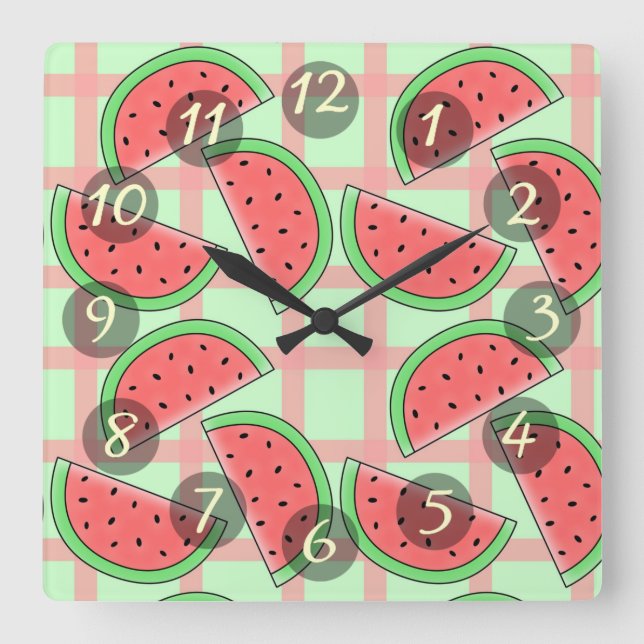 Watermelons Square Wall Clock (Front)