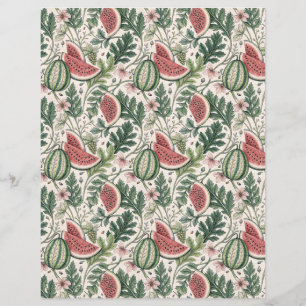 Watermelons vintage bontanic scrapbook paper beige