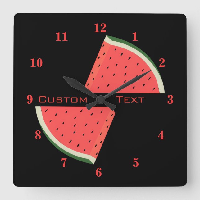 Watermelons Wall Clock - Your Text / Name / Colour (Front)