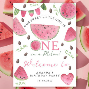 Watermelons Welcome 1st Birthday Party  Poster