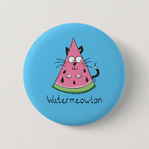 Watermeowlon Watermelon Cat Funny Button Pin