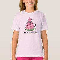 Watermeowlon Watermelon Cat Funny Girl's T-shirt