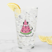 Watermeowlon Watermelon Cat Funny Glass Cup