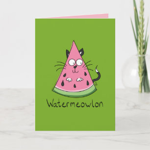 Watermeowlon Watermelon Cat Funny Greeting Card