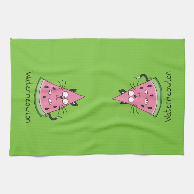 Watermeowlon Watermelon Cat Funny Kitchen Towel (Horizontal)