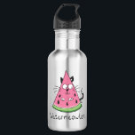 Watermeowlon Watermelon Cat Funny Water Bottle<br><div class="desc">This adorable watermeowlon is here to say hello!  Perfect for a cat lover or watermelon fan or just a friend that likes to stay healthy,  eat fruit and laugh!</div>