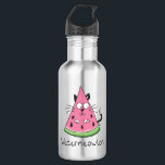 Watermeowlon Watermelon Cat Funny Water Bottle<br><div class="desc">This adorable watermeowlon is here to say hello!  Perfect for a cat lover or watermelon fan or just a friend that likes to stay healthy,  eat fruit and laugh!</div>