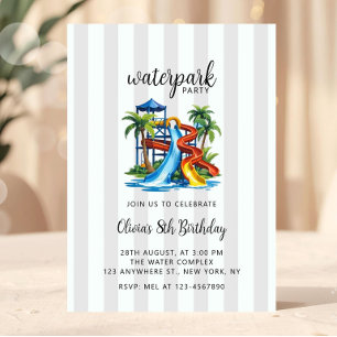 Waterpark Adventure Summer Waterslide Park  Invitation