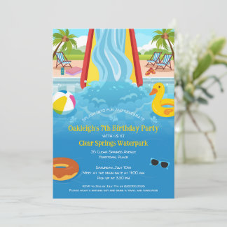 Waterpark Slide Child's Birthday Party Invitation