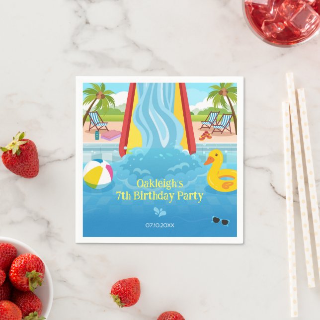 Waterpark Slide Child's Birthday Party Napkin (Insitu)