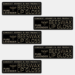Waterproof Beeswax Lip Gloss Label with Gold Bee