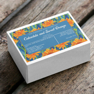 Waterproof Blue Orange Floral Soap Packaging Label