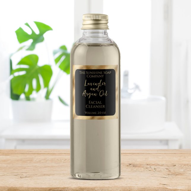 waterproof cosmetics product label - black & gold (Creator Uploaded)