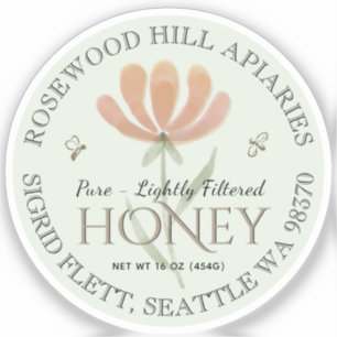 Waterproof DeCrystallizing Honey Label with Flower