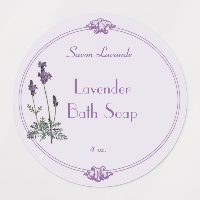 Waterproof Lavender Bath Soap Label (Design 1)