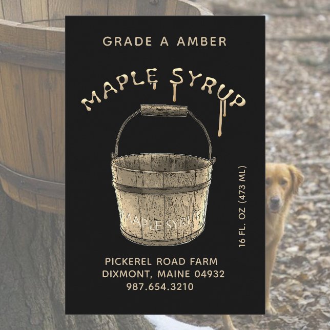 Waterproof Maple Syrup Food Label Black & Gold (Creator Uploaded)