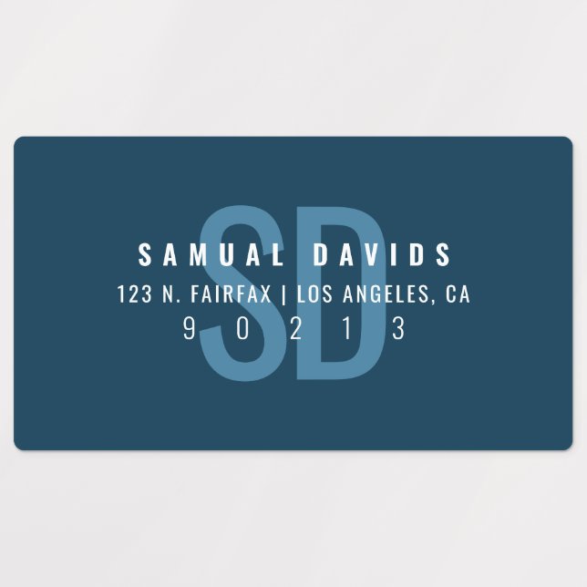Waterproof Modern Bold Blue Address (Design 1)