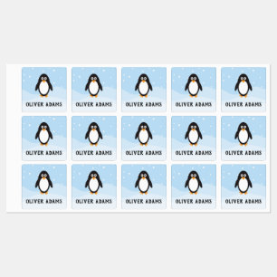 Waterproof penguin labels for school camp daycare