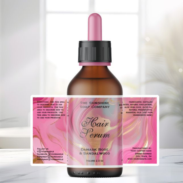 Waterproof Pink Gold Foil Cosmetics Bottle Label (Creator Uploaded)