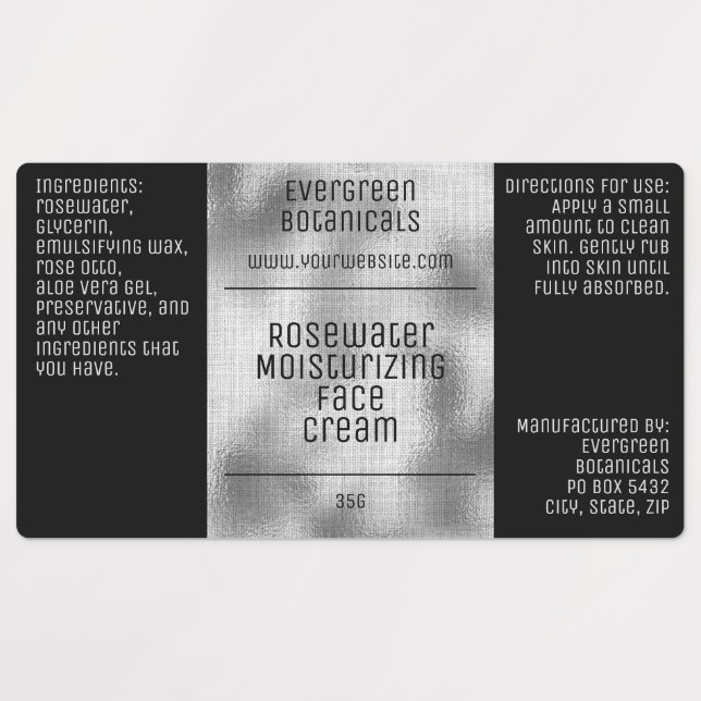 waterproof soap  cosmetics label  - black & silver (Design 1)