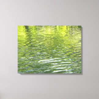 Waters of Oak Creek Yellow and Green Nature Photo Canvas Print