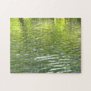 Waters of Oak Creek Yellow and Green Nature Photo Jigsaw Puzzle