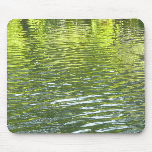 Waters of Oak Creek Yellow and Green Nature Photo Mouse Pad (Front)