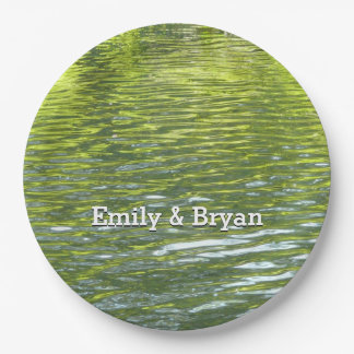 Waters of Oak Creek Yellow and Green Nature Photo Paper Plate
