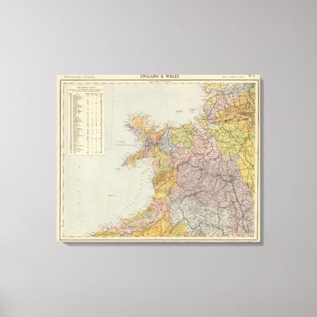 Watershed map England, Wales 3 Canvas Print (Front)