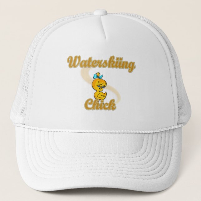 Waterskiing Chick Trucker Hat (Front)