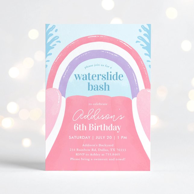 Waterslide Bash Summer Girl Birthday Invitation (Creator Uploaded)