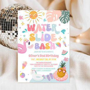 Waterslide Bash Tropical Summer Birthday  Invitation