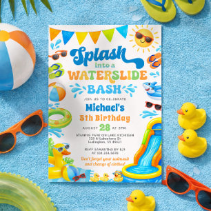 Waterslide Birthday Invitation for Boys