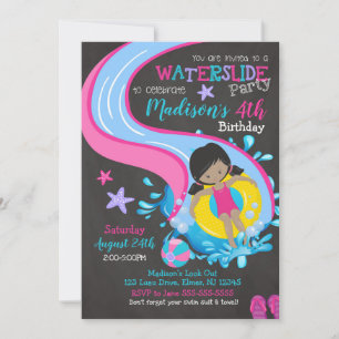 Waterslide Birthday Invitation / Pool Party / Girl