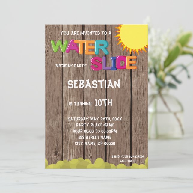 Waterslide Birthday Party Invitation (Standing Front)