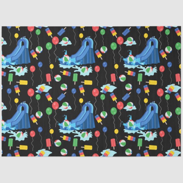 Waterslide Kids Summer Boy Girl Fun Tissue Paper (Front)