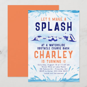 Waterslide Obstacle Course Birthday invitation