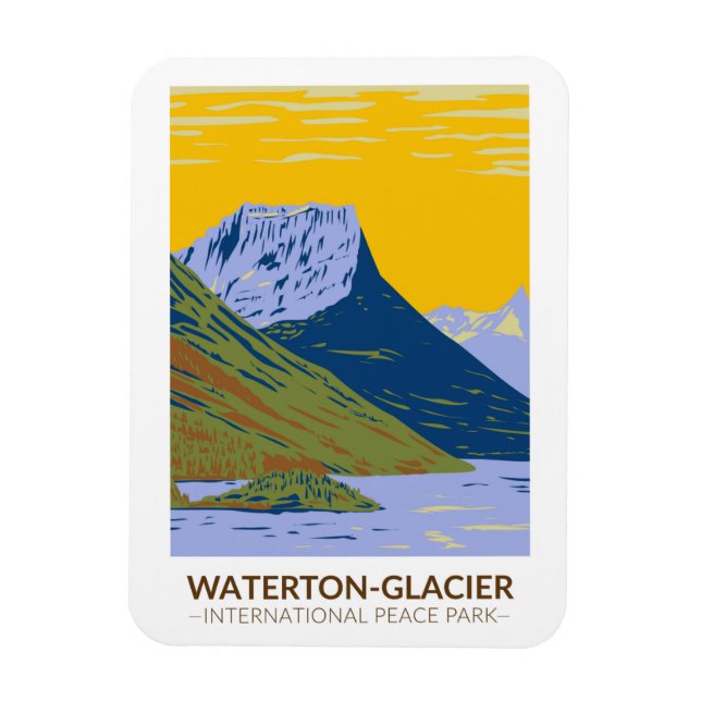 Waterton-Glacier International Peace Park Vintage Magnet (Vertical)