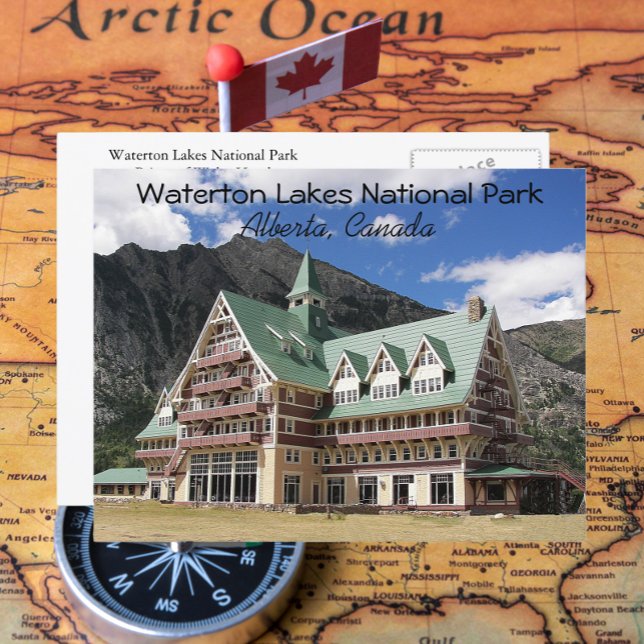 Waterton Lakes National Park, Alberta, Canada Postcard (In Situ Map)